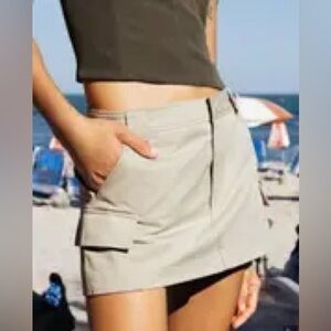 Zara‎ Women's Mini Cargo Khaki Skirt Skort Size XXL